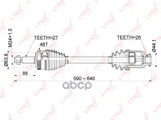 Привод в сборе передний правый LYNXauto арт. CD-1073A