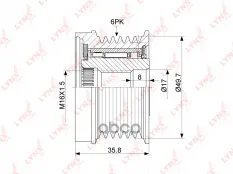 Шкив SSANGYONG Actyon (06-),Kyron (05-),Rexton (02-),Rodius (04-) (D20/27) генератора LYNX LYNXauto арт. PA1095