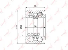 Комплект ступичного подшипника TOYOTA Carina E(T19) 1.6-2.0 92-97, Rav 4 I 2.0 94-00, Caldina 1.8-2.0D 92-01 (с ABS, 36, 33x38x74) LYNXauto арт. WB113