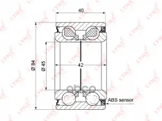 Подшипник ступицы передний с ABS, 42/40x45x84 LYNXauto арт. WB-1325