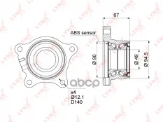 Подшипник ступицы задний R TOYOTA Land Cruiser(200) 4.5D-5.7 07> / Tundra 5.7 07>  LEXUS LX570 07> LYNXauto арт. wb-1491