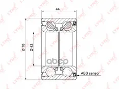 Подшипник ступицы передний с ABS, 44x43x78 LYNXauto арт. WB-1354