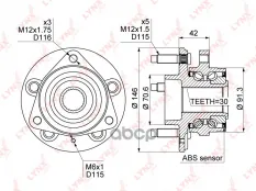 Ступица CHEVROLET Cruze (09-),Orlando (11-) передняя (АБС 16") LYNX LYNXauto арт. WH1103