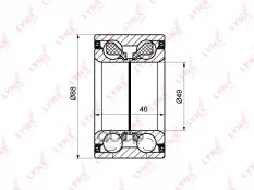 Подшипник ступицы задний (46x49x88) MERCEDES-BENZ E200T-55T(S210) 97-02 / E430-55(W210) 97-02 / S300 LYNXauto арт. wb-1201
