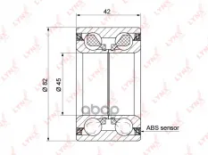 Подшипник ступицы передний с ABS, 42x45x82 LYNXauto арт. WB-1532
