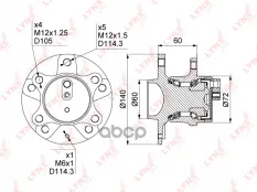 Ступица задняя в сборе SUZUKI SX4 1.5-2.0D 2WD Hungary 06>  FIAT Sedici 1.6-2.0D 2WD 06> LYNXauto арт. wh-1303