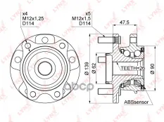 к-кт подшипника ступицы пер.!+ступ Toyota Auris/Avensis/Corolla/RAV4/Corolla Verso 06> LYNXauto арт. WH1012