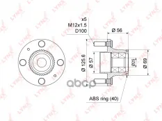 Ступица задняя в сборе с ABS LYNXauto арт. WH-1364