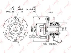 ступица передняя! в сборе SsangYong Kyron D20/D27/E23 06> LYNXauto арт. WH1161