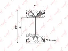 Подшипник ступицы передний с ABS, 44x51x91 LYNXauto арт. WB-1456