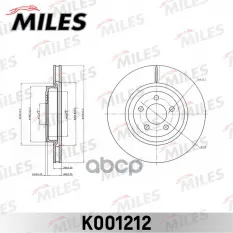 Диск тормозной передний вентилируемый  CHRYSLER 300C 04- D=345 мм. (ISO 9001). Miles арт. k001212