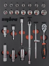 Набор инструментов 3/8inch головки 8-22мм, 6гр, трещотка, воротки, удлинители, в ложементе 23пр OMBRA арт. OMT23STE