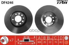 Тормозной диск Opel Astra G, H, Meriva (2005-), Zafira (2005-), Saab 9-5 (2001-)  F TRW арт. DF4246