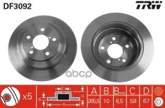 Тормозной диск Subaru Forester (1997-02), Impreza (1994-00), Legacy (1989-94)  R TRW арт. DF3092