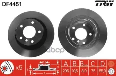 Тормозной диск BMW 1 2004-, 3 2005-  R TRW арт. DF4451