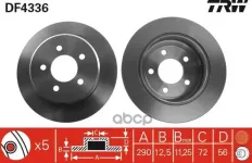 Тормозной диск Chrysler Voyager (1995-), Dodge Caravan (2000-), Jeep Cherokee (2001-)  R TRW арт. DF4336