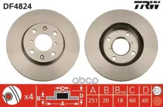 Тормозной диск OPEL AGILA  07-, SUZUKI SPLASH 08-, SWIFT III  05-  F TRW арт. DF4824