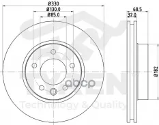 Диск тормозной, передний правый Porsche Cayenne I (957) 06> Volkswagen Touareg I, II (GP, NF, FL) 0 TYREN арт. TYR1023011