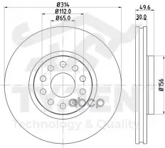 Диск тормозной, передний Skoda Kodiaq 17> TYREN арт. TYR1023381