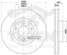 Диск тормозной, передний левый Porsche Cayenne II 10> Volkswagen Touareg II (NF, FL) 10> TYREN арт. TYR1023411