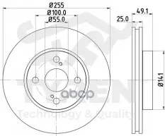 Диск тормозной, передний Toyota Corolla IX (E120) 01> Lifan Solano 08> TYREN арт. TYR1019041