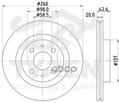 Диск тормозной, передний Lada Kalina 04>, Granta 11>, Priora 08> Datsun On-Do, Mi-Do 14> TYREN арт. TYR1012091