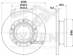 Диск тормозной, задний Ford Transit VIII 13> (с кольцом ABS, одинарные шины) TYREN арт. TYR1012931