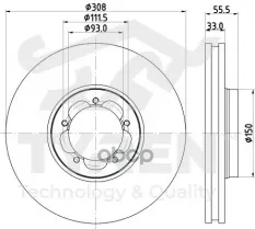Диск тормозной, передний Ford Transit VIII 13>  (одинарные шины) TYREN арт. TYR1012951