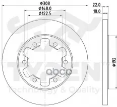 Диск тормозной, задний Ford Transit VIII 13> (сдвоенные шины) TYREN арт. TYR1012981