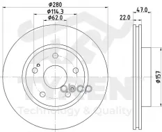 Диск тормозной, передний Suzuki SX4 I 06> TYREN арт. TYR1020851