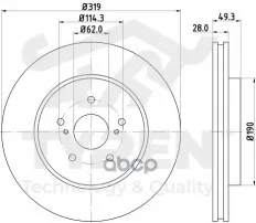 Диск тормозной, передний Toyota Harrier 03>, Geely Atlas (NL-3) 16> TYREN арт. TYR1022881