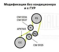 Ролик привод. ремня для а/м Peugeot 406 (95-) 2.0i [XU] A/C- c ГУР (натяж.) с кронштейном (CM 5336) Trialli арт. CM5336