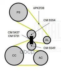 Ролик привод. ремня для а/м Acura MDX (00-) 3.5i/3.7i (с натяж. мех.) двойной (CM 5437) Trialli арт. cm-5437