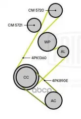 Ролик привод. ремня для а/м Ford Kuga II (13-)/Mondeo V (15-) 2.0T/2.5i (с натяж. мех.) (CM 5720) Trialli арт. CM 5720