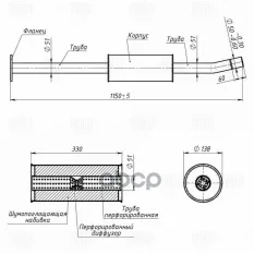 Резонатор Ford Focus III (11-) 1.6i (алюм. сталь) Trialli арт. EAM1003