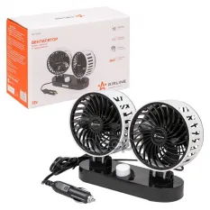 Вентилятор в салон 12V двойной на платформе черно-белый AIRLINE AIRLINE арт. ACF-12-05