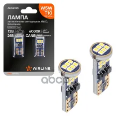 Лампa авто. светодиод. T10 (W5W), 12/24В, 18LED, Белая, обманка CANBUS, биполяр. AIRLINE арт. AEAR325