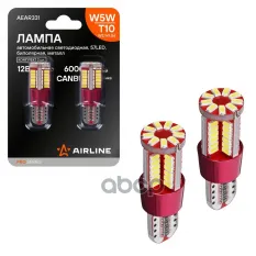 Лампа светодиод T10 (W5W), 12/24В, 57LED, Белая, обманка CANBUS, биполярная, металл, PRO, 2 шт. в бл AIRLINE AEAR331 AIRLINE арт. AEAR331