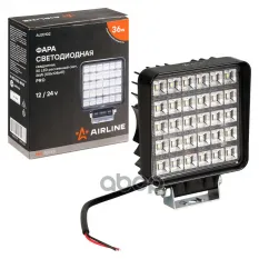 Фара светодиод. квадратная  30LED  ближний свет  36Вт  108х108х47мм  12/24В  PRO (ALED102) AIRLINE арт. aled102