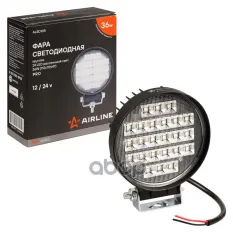 Фара светодиод. круглая  24LED  ближний свет  36Вт  112х112х47мм  12/24В  PRO (ALED105) AIRLINE арт. aled105