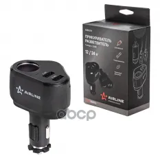 Прикуриватель-разветвитель 1 гнездо + 2xUSB 2.4A+2.4A PRO (AEBD070) AIRLINE арт. AEBD070