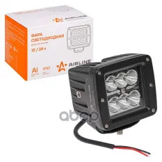 Фара светодиод. квадратная  6LED  ближний свет  18Вт  82х75х75мм  12/24В  PLUS (ALED010) AIRLINE арт. aled010