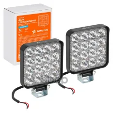 Фара светодиод. квадратн.  16LED  дальн. свет  16Вт  83х83х22мм  12В  кмпл. 2шт.  STANDARD (ALED024) AIRLINE арт. aled024