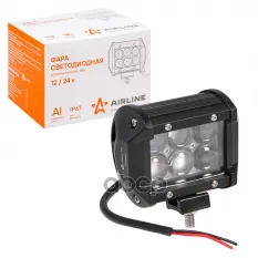 фара светодиодная! балка, двухрядная, 6 LED 4D линза, 18W (98х78х65) 12/24V AIRLINE арт. ALED042