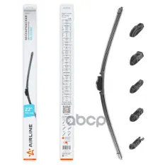 Щетка стеклоочистителя бескаркас SILICONE 22 (550мм) 5 адаптеров AIRLINE арт. AWBBS010