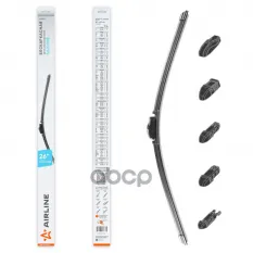 Щетка стеклоочистителя бескаркас SILICONE 650мм (26) 5 адаптеров (AWBBS012) AIRLINE арт. awbbs012