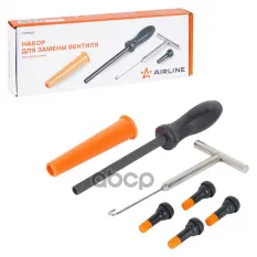 Инструмент для замены вентиля без снятия шины (шило  экстрактор  направ.трубка  вентиль) (ATRK822) AIRLINE арт. atrk822