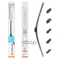 Щетка стеклоочистителя бескаркас SILICONE 350мм (14) 5 адаптеров (AWBBS002) AIRLINE арт. awbbs002