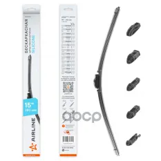 Щетка стеклоочистителя бескаркас SILICONE 380мм (15) 5 адаптеров (AWBBS003) AIRLINE арт. awbbs003