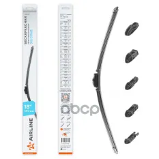 Щетка стеклоочистителя бескаркас SILICONE 450мм (18) 5 адаптеров (AWBBS006) AIRLINE арт. awbbs006